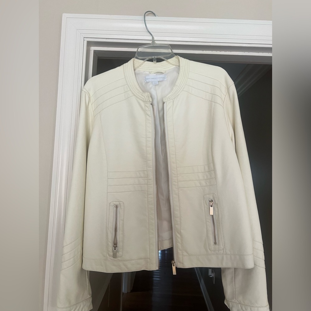Off white leather jacket